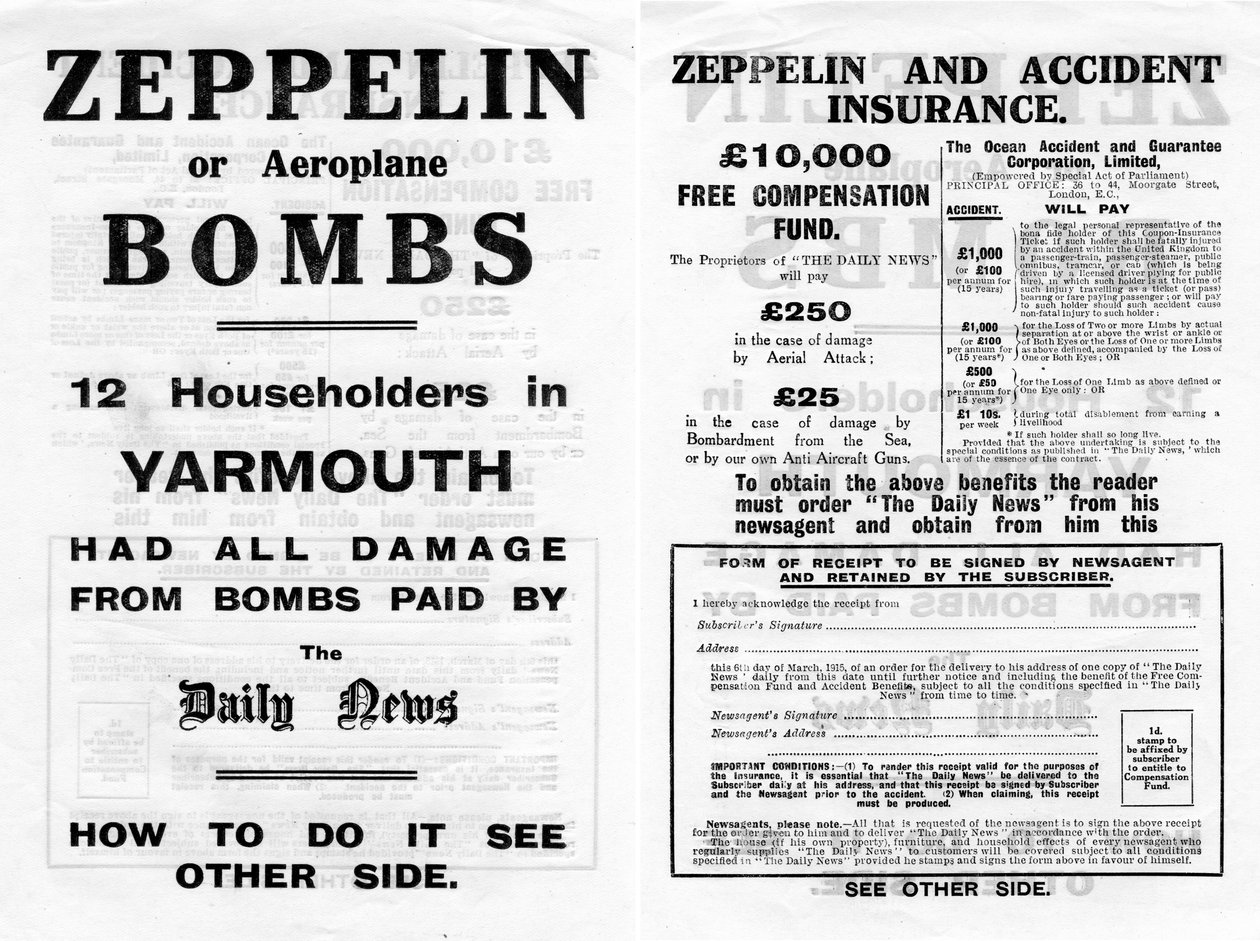 Zeppelin- og ulykkesforsikringsannonce, 1910 af Unbekannt