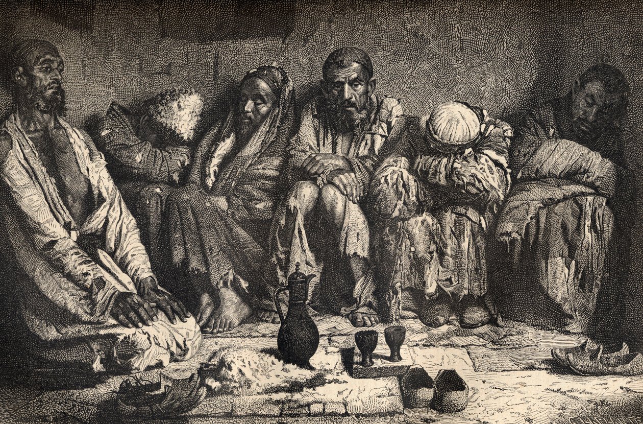 En opiumhule i Centralasien, illustration fra 