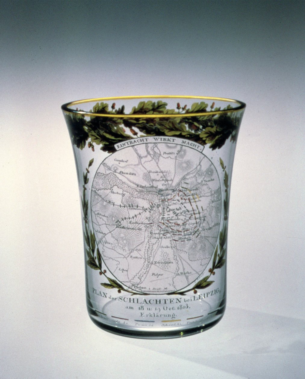 Blæst, bejdset og emaljeret bægerglas dekoreret af Samuel Mohn, 1813-14 af Unbekannt Unbekannt
