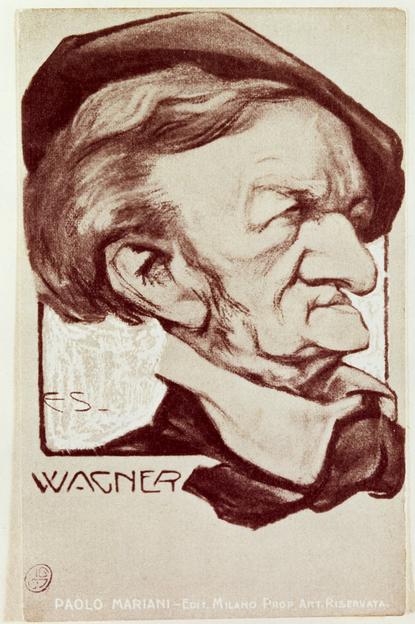 Karikatur af Richard Wagner, udgivet af Edit. Milano Prop Art Reservata af Unbekannt Unbekannt