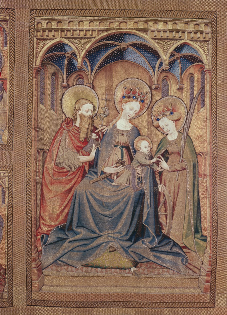 Centralpanel på et alter frontalt The Mystic Marriage of St.Catherine del af Messe Vestments of the Order of the Golden Fleece, det sydlige Holland, midten af 1400-tallet af Unbekannt Unbekannt
