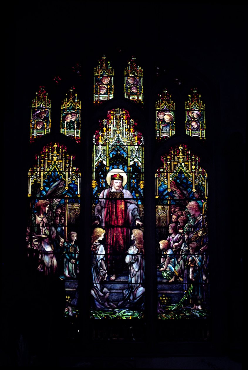 Kristus med små børn af Tiffany, 1902 (hele vinduet) af Unbekannt Unbekannt