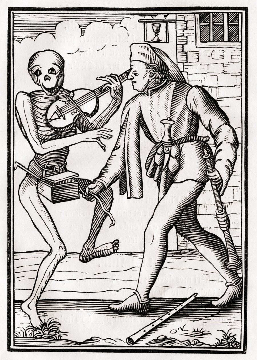 Døden kommer til musikeren, fra "Der Todten Tanz", udgivet i Basel, 1843 (litografi) af Unbekannt Unbekannt
