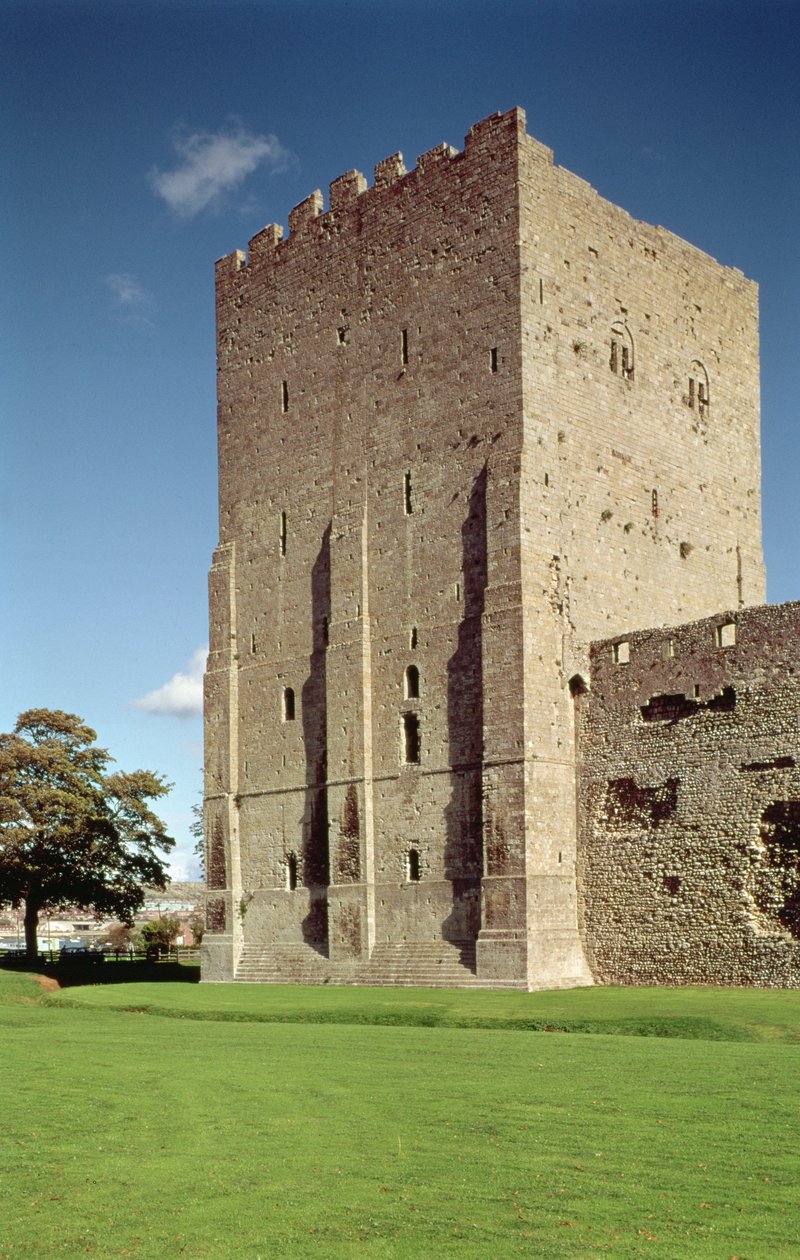 Udvendigt billede af holdene, Portchester Castle, Hampshire, bygget ca. 1160-72 af Unbekannt Unbekannt