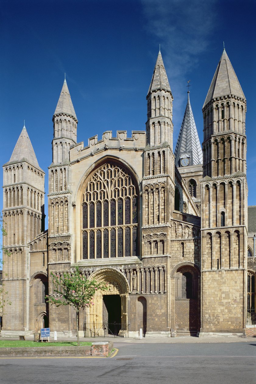 Udvendig udsigt over den vestlige indgang til Rochester Cathedral af Unbekannt Unbekannt