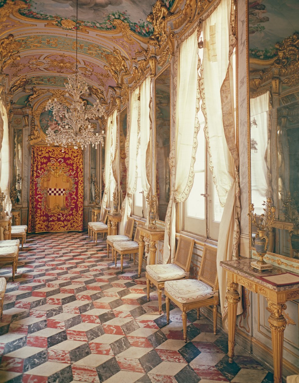 Gallery of Mirrors med fresker af Lorenzo de Ferrari, Palazzo Spinola, Genova, Italien af Unbekannt Unbekannt