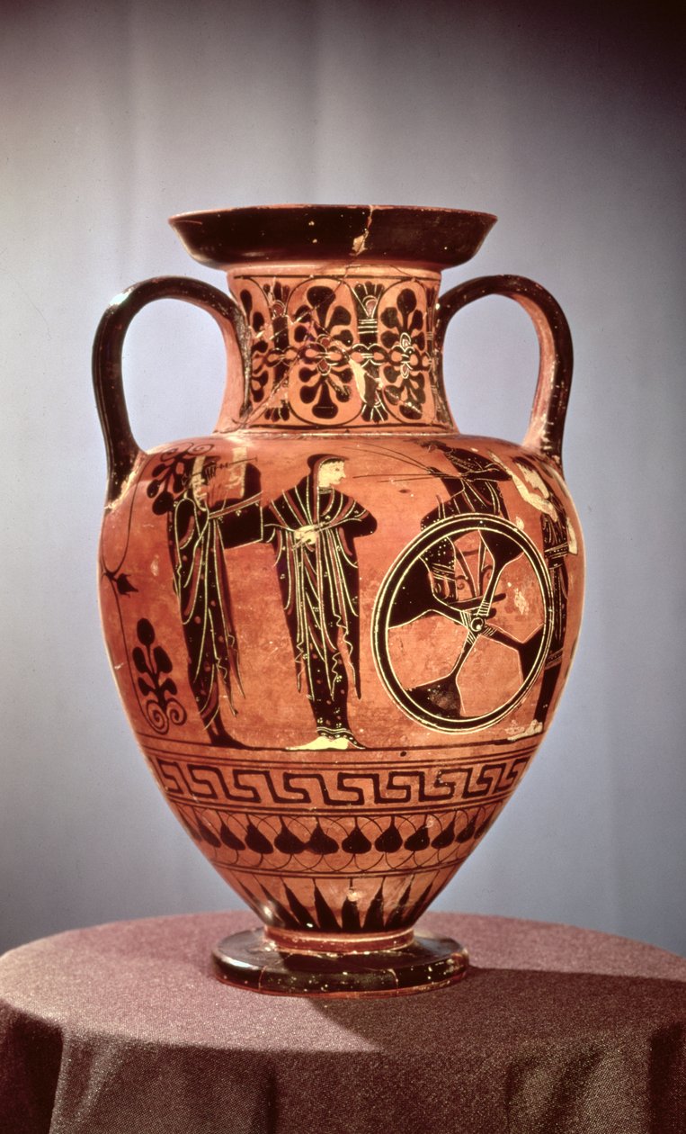 Græsk sort-figur amfora forestillende Demeter, Persephone og Apollo af Unbekannt Unbekannt