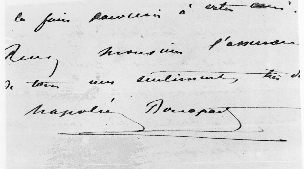 Håndskrift og signatur af Napoleon Bonaparte (1769-1821) (pen og blæk på papir) af Unbekannt Unbekannt