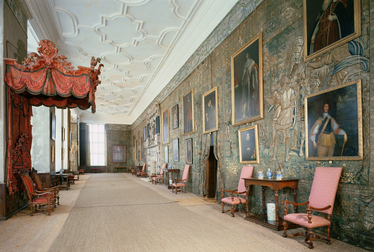Hardwick Hall (1590-97), Interior of the Long Gallery, Derbyshire, UK af Unbekannt Unbekannt