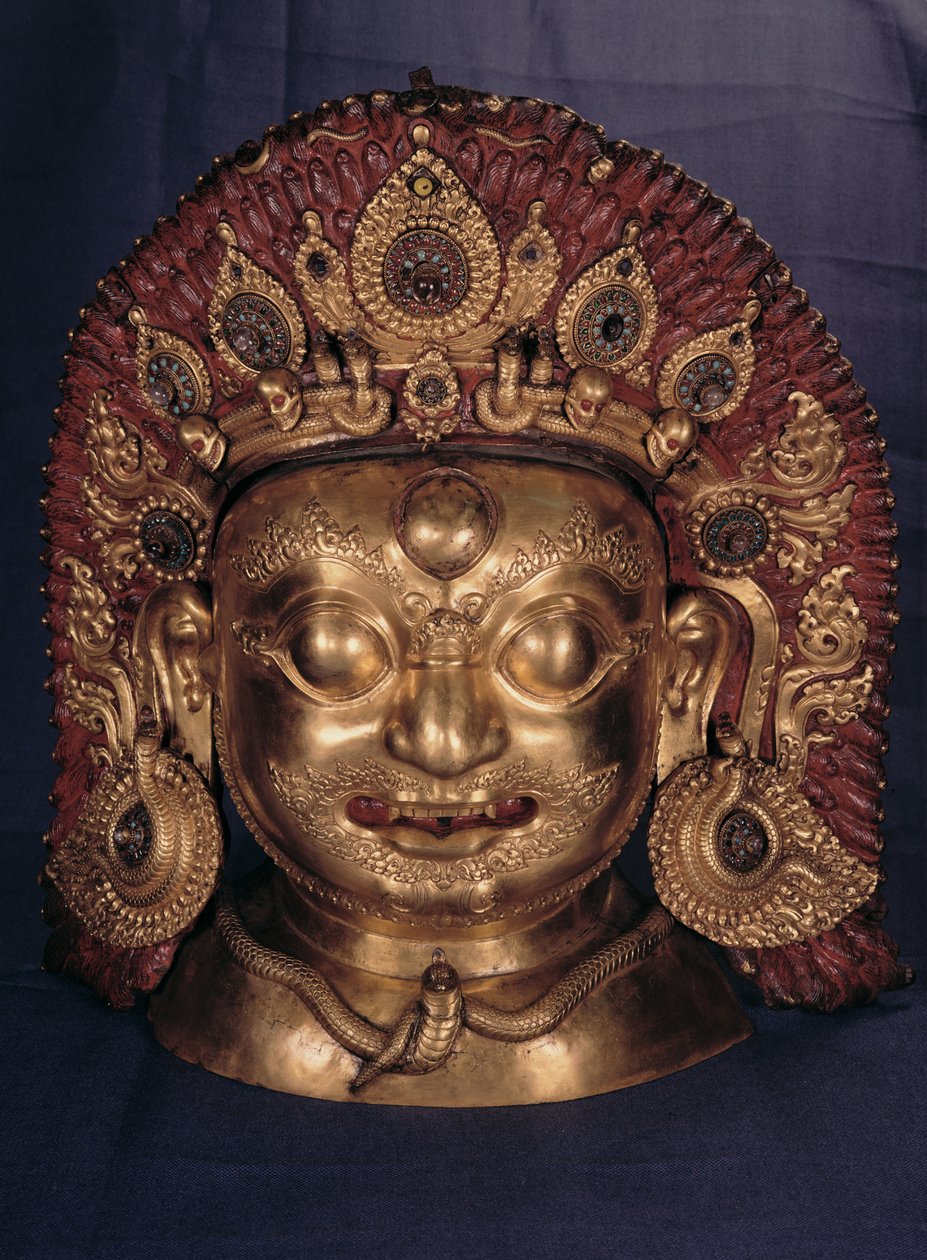 Leder af Bhairava, slutningen af det 17. århundrede (præget kobber, malet og forgyldt) af Unbekannt Unbekannt