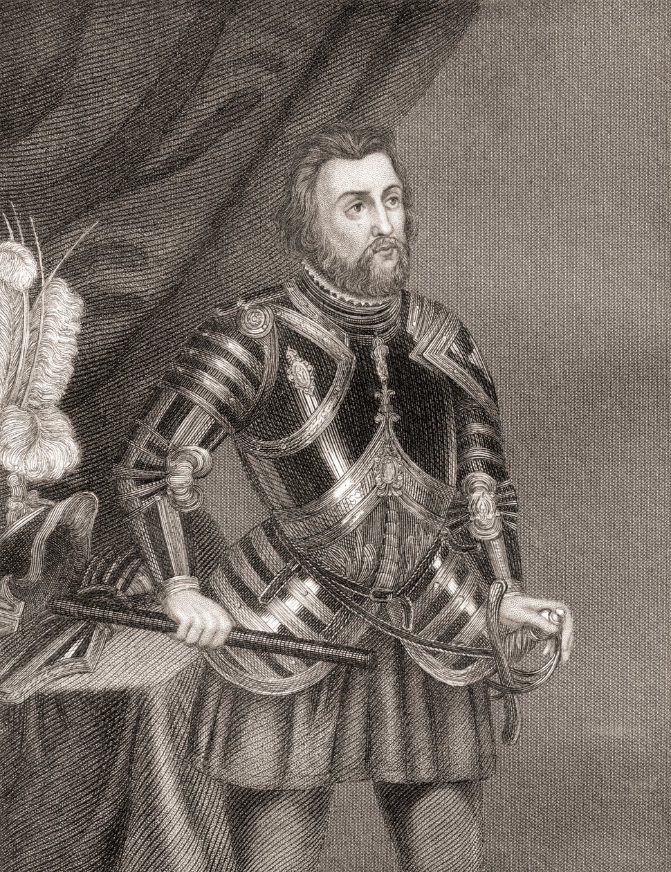 Hernán Cortés de Monroy y Pizarro, fra History of The Conquest of Mexico, udgivet 1850 af Unbekannt Unbekannt
