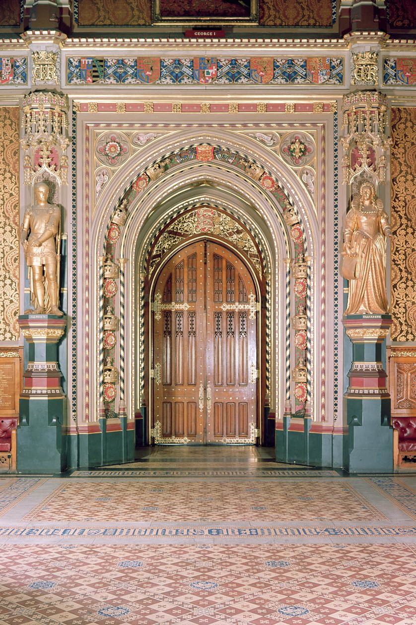 Houses of Parliament, Indgang til Robing Room, Royal Gallery, ca. 1841, Sir Charles Barry, (1795-1860) & Augustus Pugin, (1812-52) Westminster, London, Storbritannien af Unbekannt Unbekannt