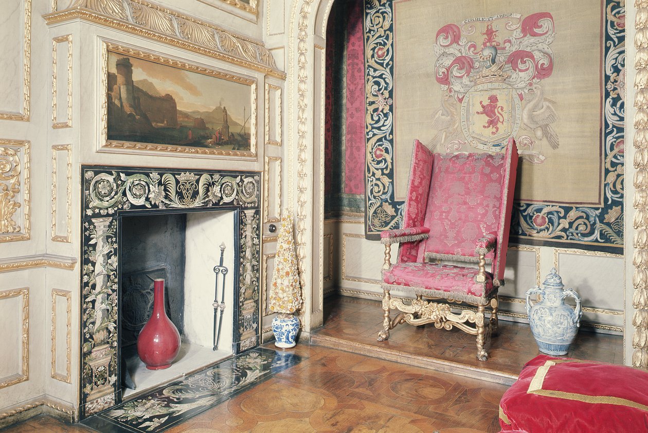 Interiør af Queens Closet, Ham House, Surrey af Unbekannt Unbekannt