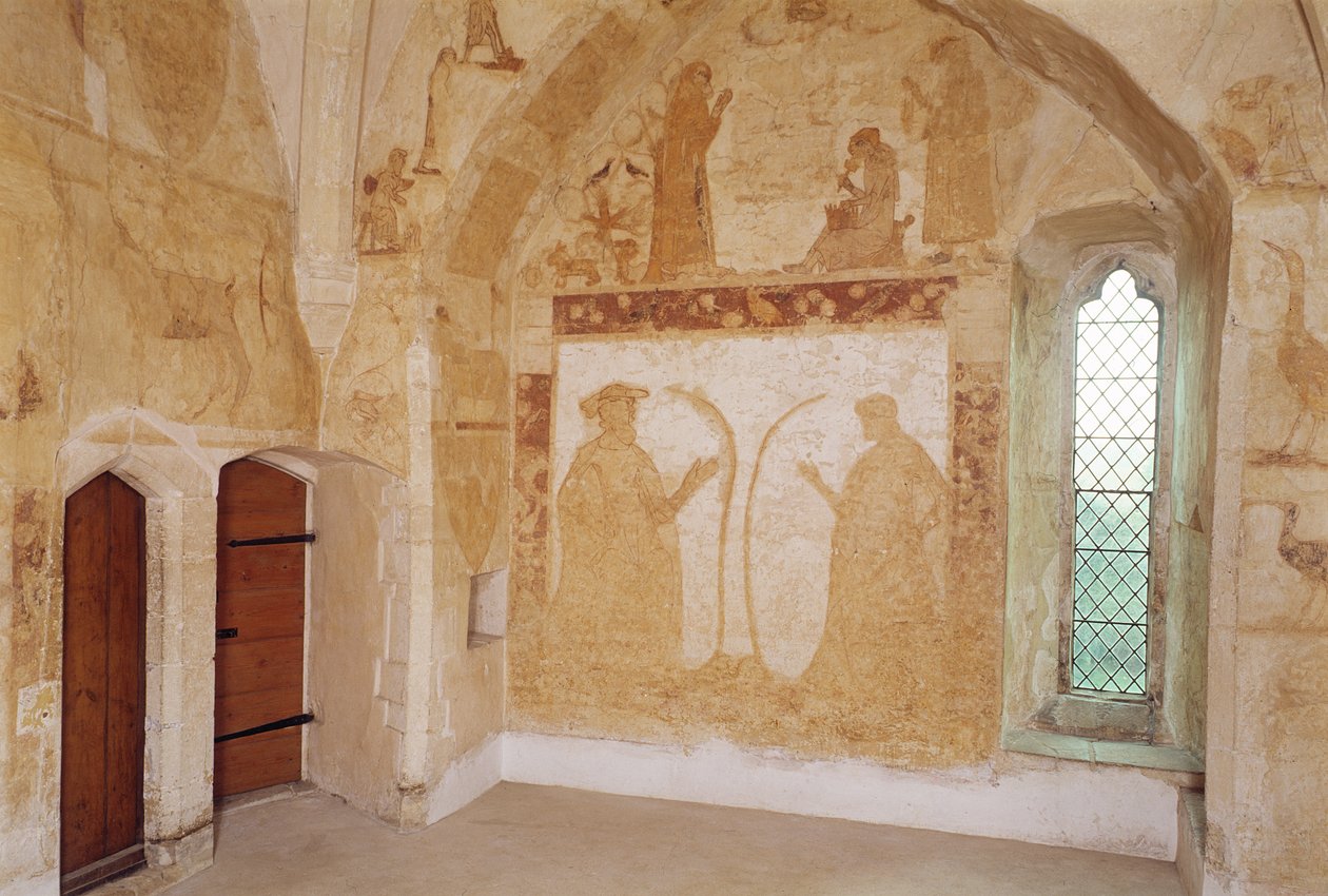 Interiør med vægmalerier, Longthorpe Tower, Cambridgeshire af Unbekannt Unbekannt