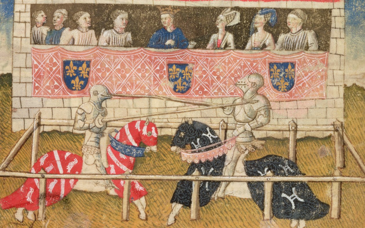 John Chalon af England og Lois de Beul fra Frankrig dyster, fra Royal Armory Manuscript, 1448 af Unbekannt Unbekannt
