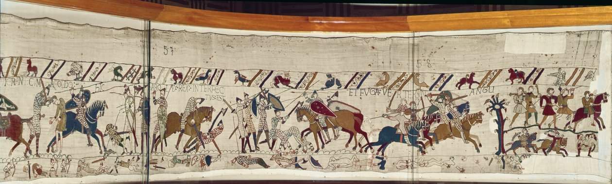 Kong Harold bliver dræbt og englænderne vender i flugt, Bayeux Tapestry af Unbekannt Unbekannt