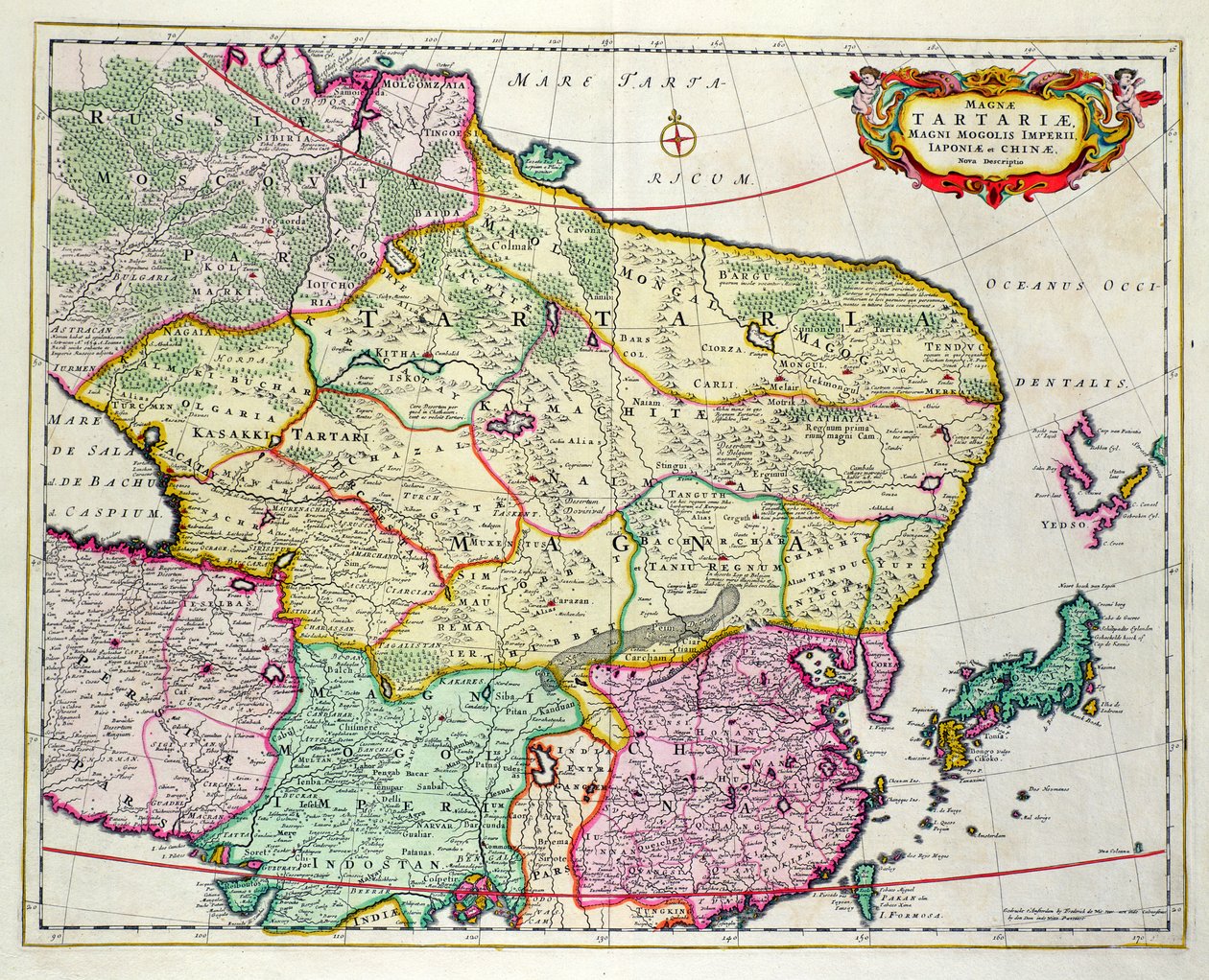 Kort over Mongoliet, der viser Japan og Kina, ca. 1680 af Frederick de Wit af Unbekannt Unbekannt