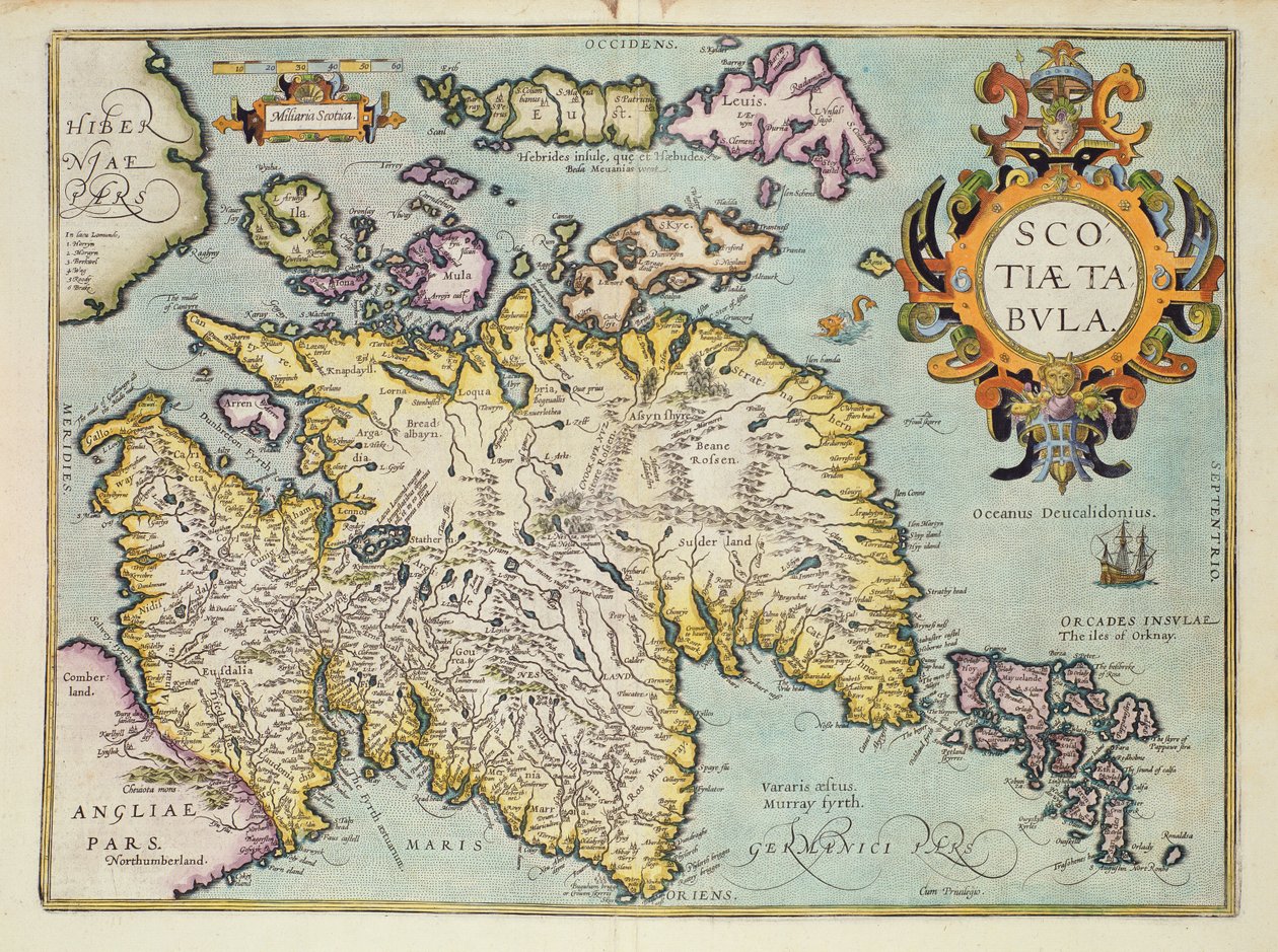 Kort over Skotland, Miliaria Scotia af Unbekannt Unbekannt