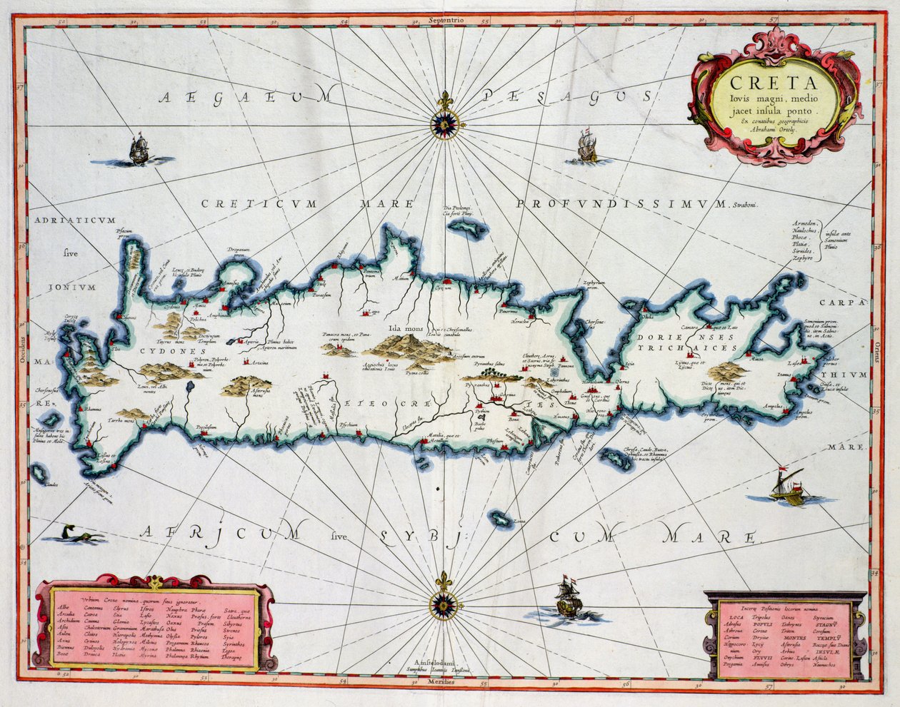 Kort, der viser øen Kreta, ca. 1570, af Abraham Ortelius (1527-98) af Unbekannt Unbekannt