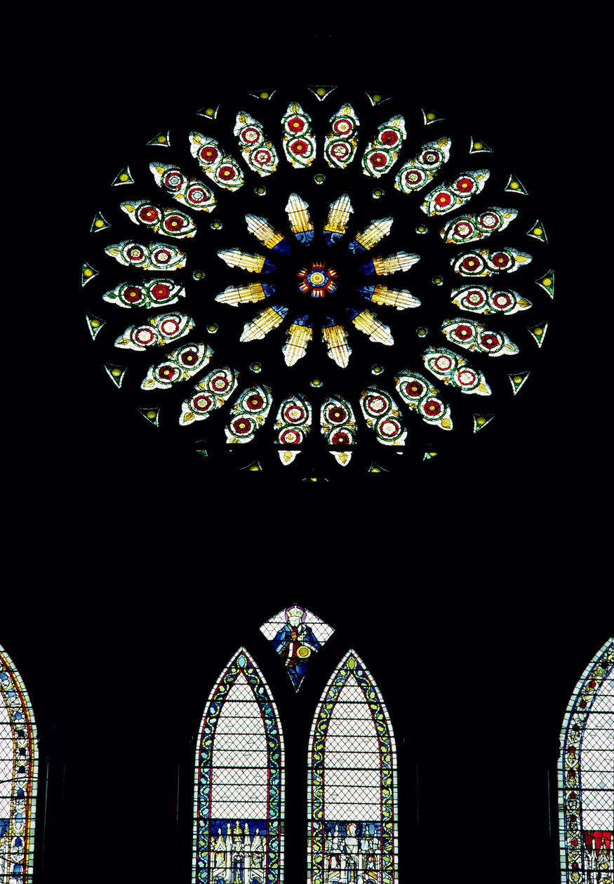 Marigold-vindue eller St.Catherines-vindue, ca. 1515. De røde og hvide roser fejrer foreningen af husene York og Lancaster ved Henry VIIs ægteskab. af Unbekannt Unbekannt