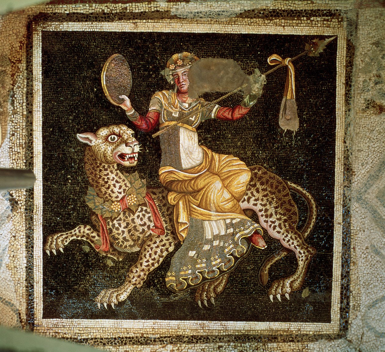Mosaik af Dionysos, der rider på en leopard ca. 180 e.Kr af Unbekannt Unbekannt