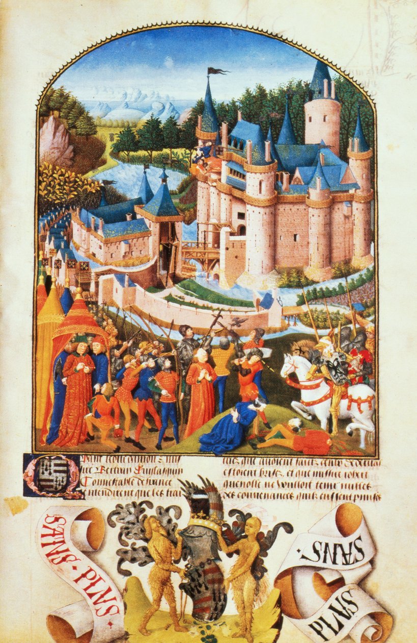 Ms 8266 f.281 Belejring af Chateau of Derval af Pierre La Baud af Unbekannt Unbekannt