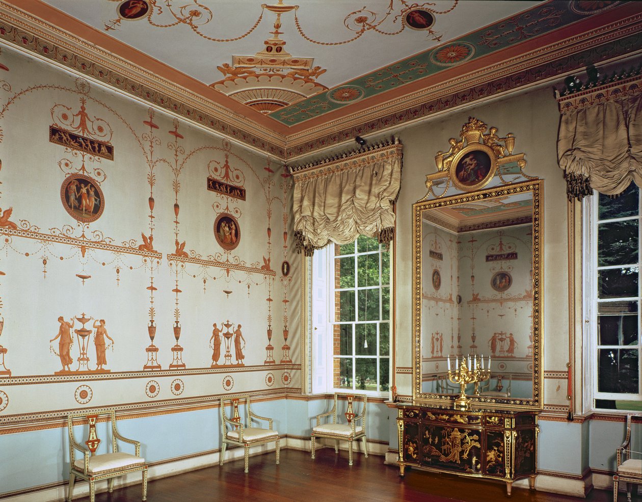 Osterley Park, The Etruscan Room, bygget af Robert Adam (1728-92) påbegyndt i 1761, Middlesex, Storbritannien af Unbekannt Unbekannt