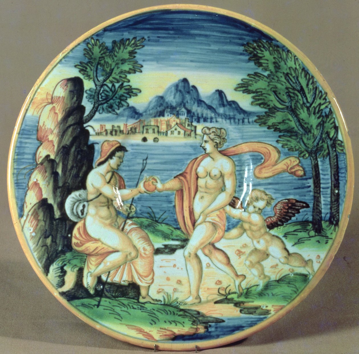 Plade, der viser Paris og Venus, af Giovanni-Battista da Faenza (1540-1614), 1563 af Unbekannt Unbekannt