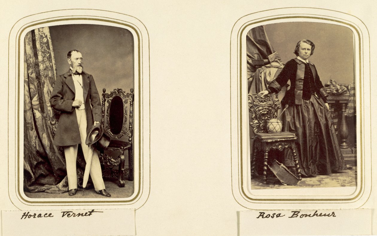 Portrætter af Horace Vernet og Rosa Bonheur (sepia foto) af Unbekannt Unbekannt