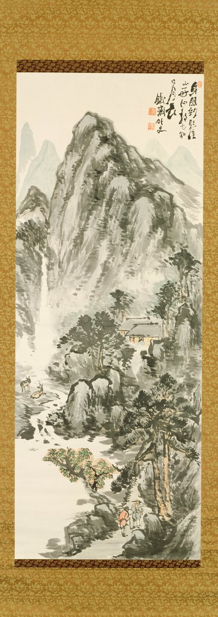 Retreat in the mountains af Tessai Tomioka (1836-1924), (træblok i farver) af Unbekannt Unbekannt