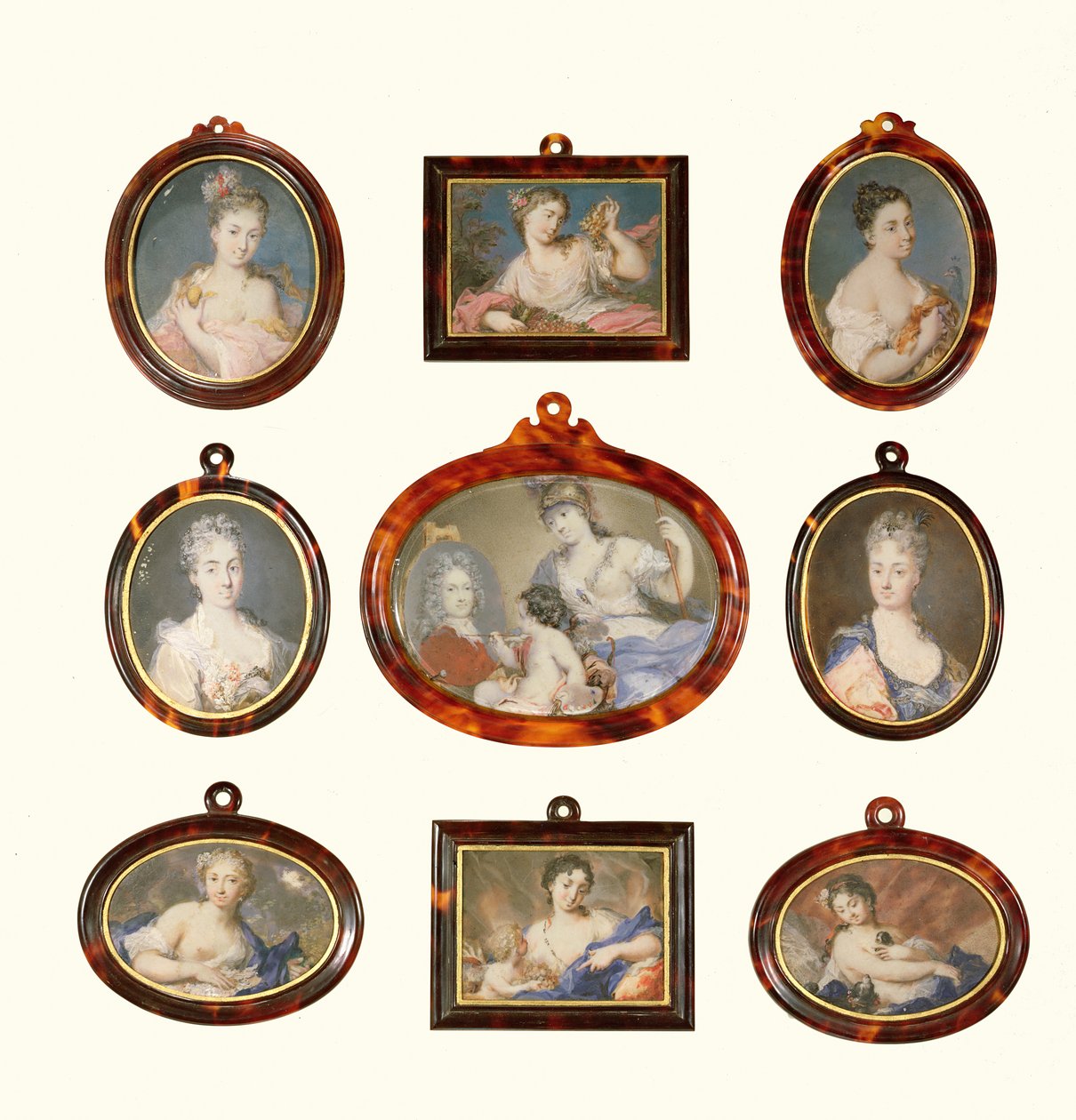 Udvalg af miniaturer af Rosalba Carriera (1675-1757) og Cornelius Hozer (fl.1766-67) af Unbekannt Unbekannt