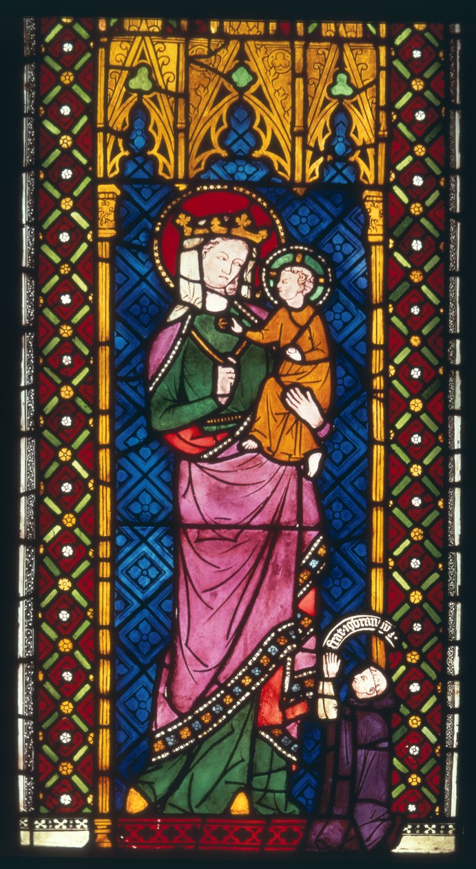 Glasmosaikvindue forestillende Madonna og barn fra Köln, ca. 1380 af Unbekannt Unbekannt