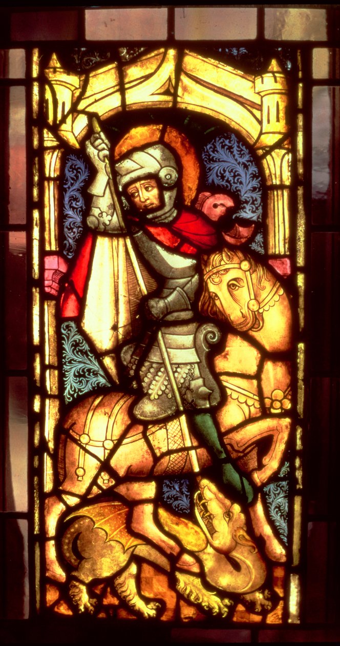 Glasmaleri, der forestiller St. George og dragen fra Köln, ca. 1300 af Unbekannt Unbekannt
