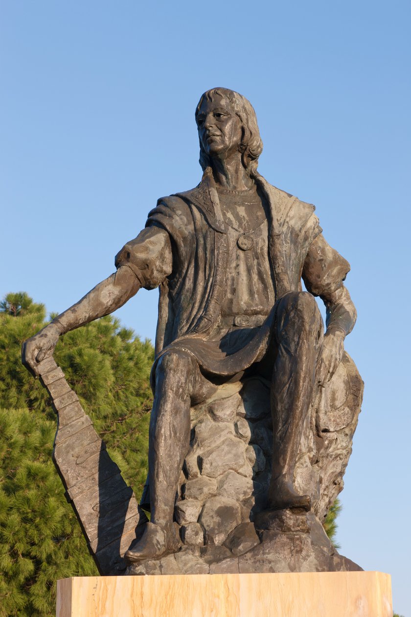 Statue af Christoffer Columbus på La Rabida-klosteret, Huelva-provinsen, Andalusien, Sydspanien. af Unbekannt Unbekannt