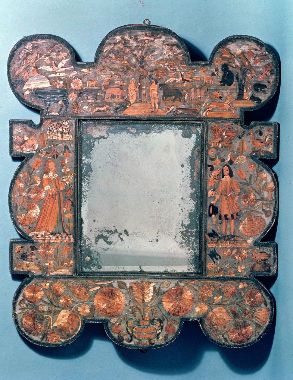 Spejlramme af halmarbejde, 1670-80 af Unbekannt Unbekannt