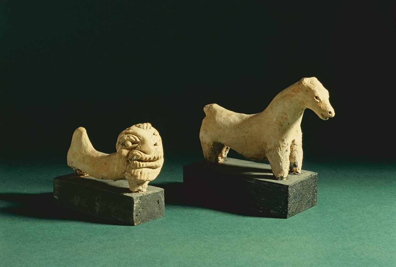 Terracotta løve og hest, Mohenjodaro 2300-1750 f.Kr af Unbekannt Unbekannt