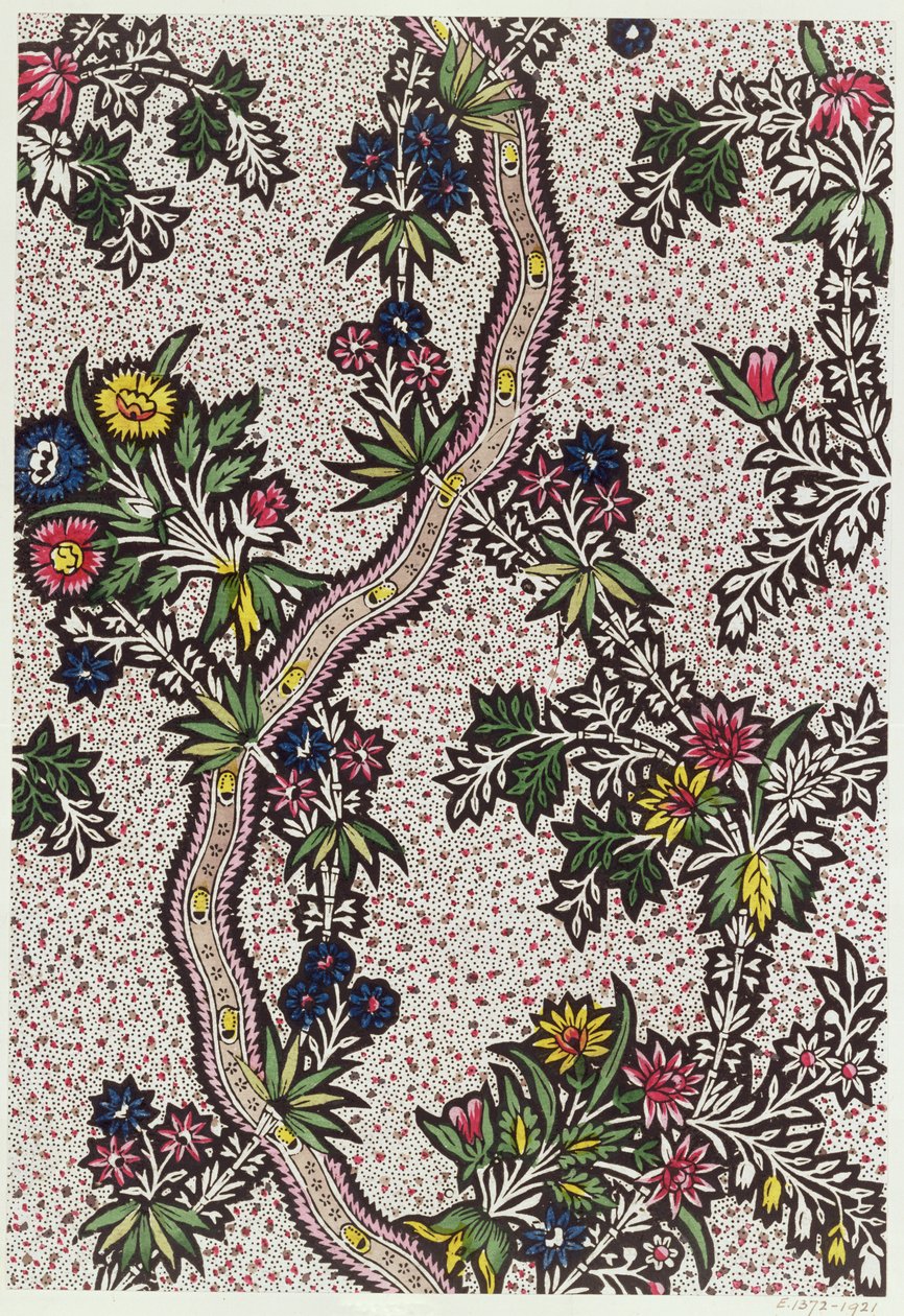 Tekstildesign af planteformer og serpentinbånd, ca. 1770 af Unbekannt Unbekannt