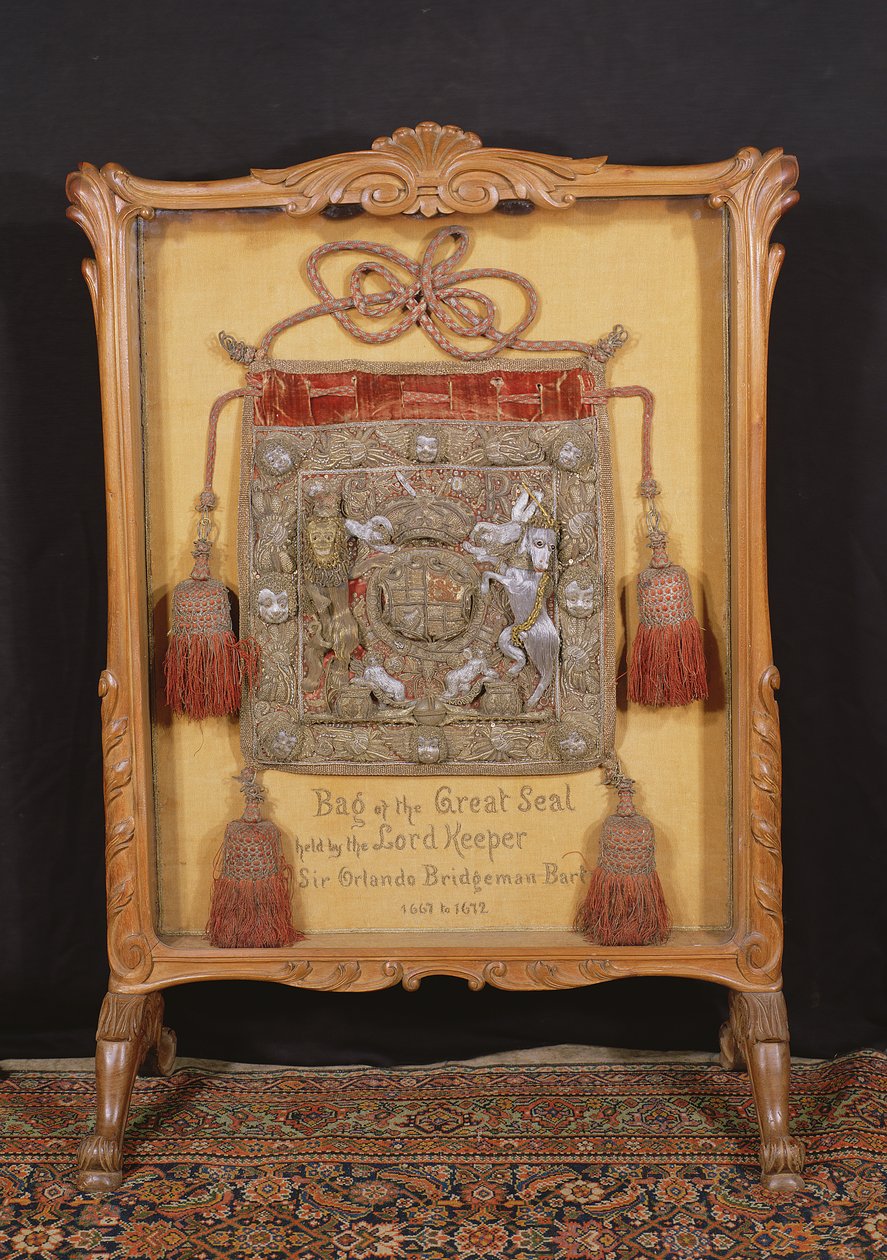 The Bag of the Great Seal, holdt af Lord Keeper, Sir Orlando Bridgeman (1667-72) af Unbekannt Unbekannt