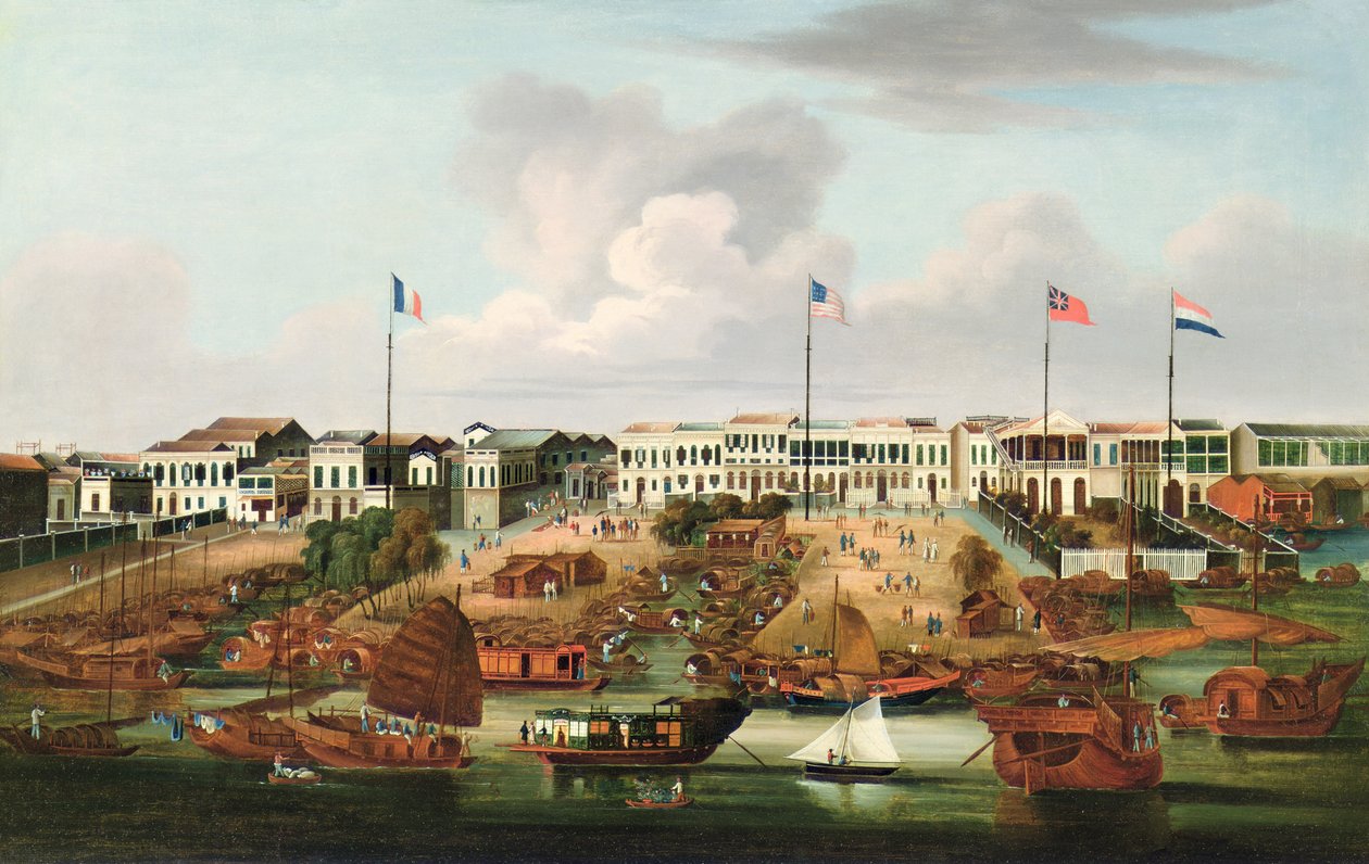 Hongerne i Kanton - Kinahandel, ca. 1850 af Unbekannt Unbekannt