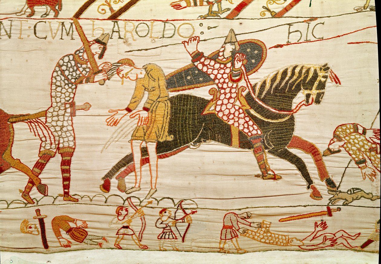Normannerne dræber Harolds mænd, Bayeux Tapestry af Unbekannt Unbekannt