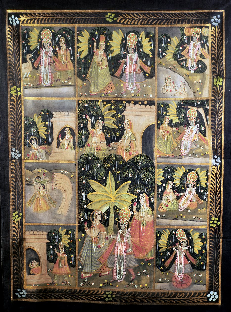 Historien om Krishna og hans ti inkarnationer (malet bomuld) af Unbekannt Unbekannt