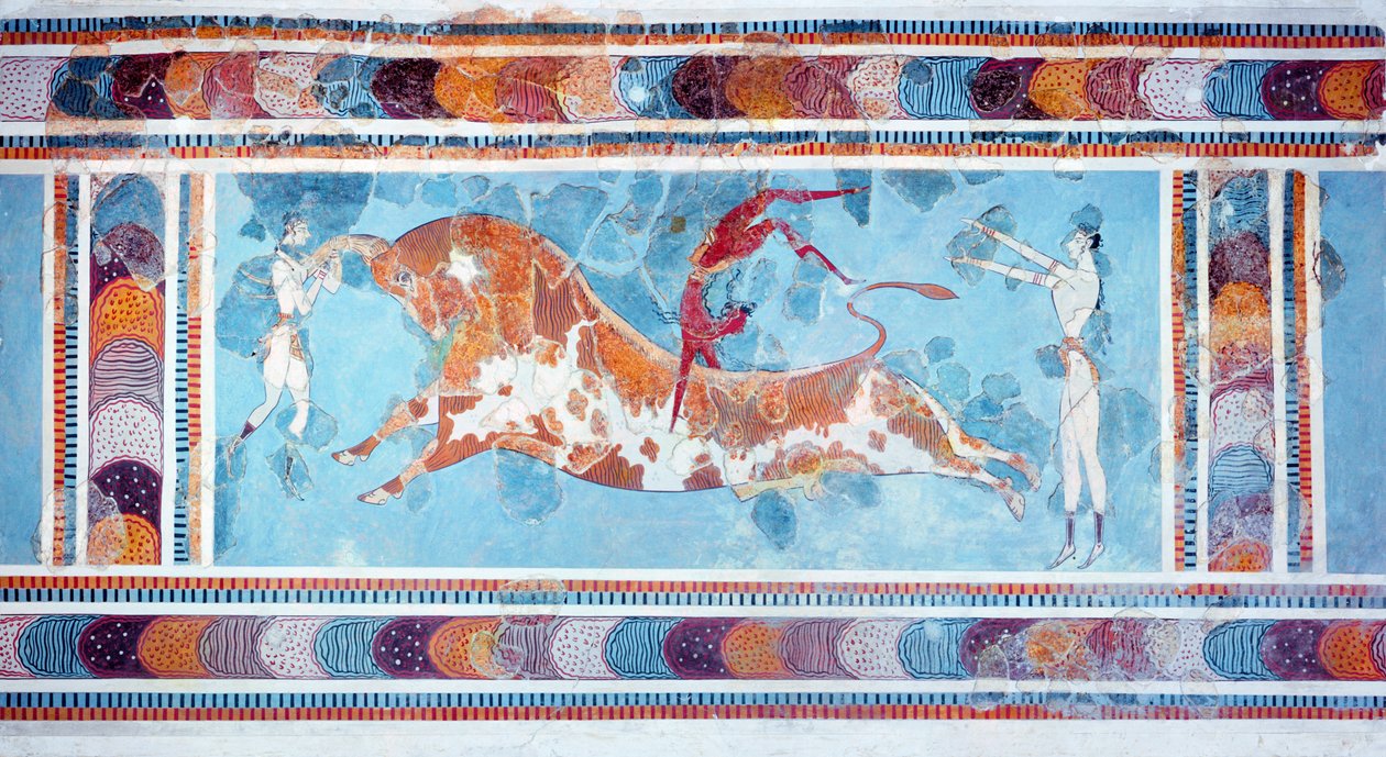 Toreador Fresco, Knossos Palace, Kreta, ca. 1500 f.Kr af Unbekannt Unbekannt