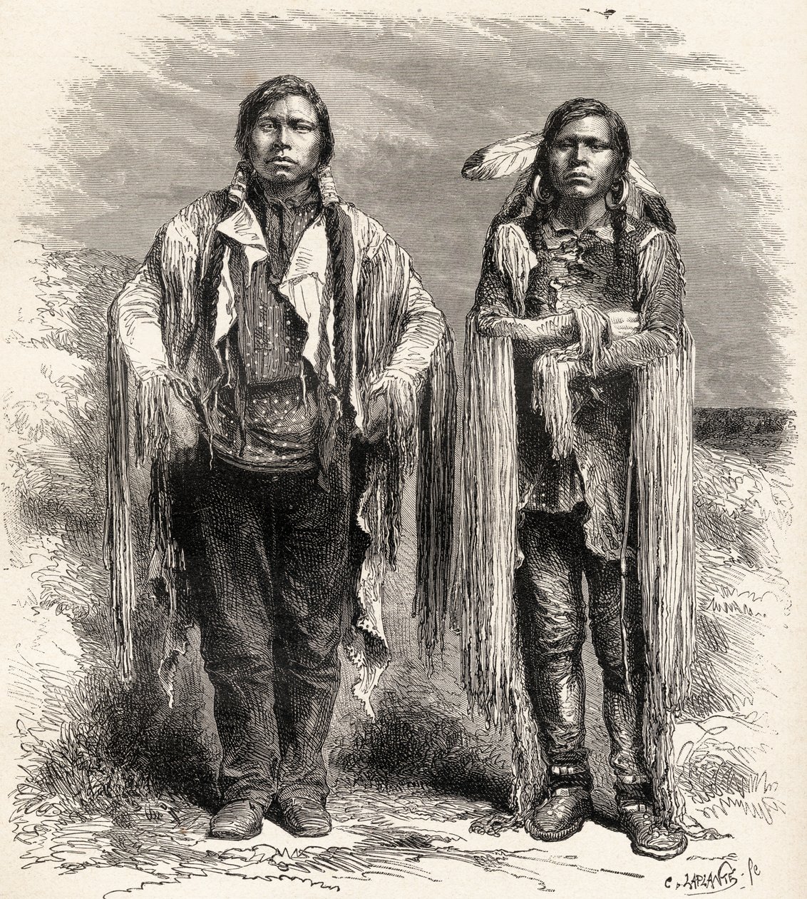 To Ute-indianere, illustration fra "The World in the Hands", graveret af Charles Laplante (død 1903), udgivet i 1878 af Unbekannt Unbekannt