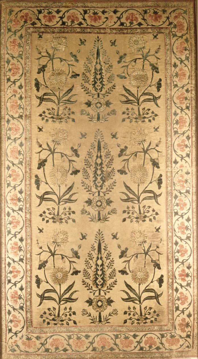 Fløjlsgulvspredning, Moghul, Shah Jahan-perioden, 1628-58 af Unbekannt Unbekannt