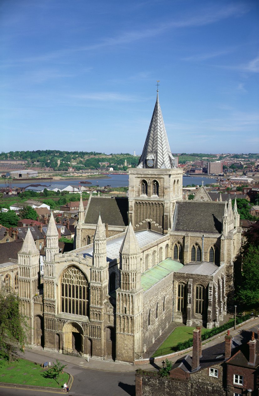 Udsigt over Rochester Cathedral fra slottet af Unbekannt Unbekannt