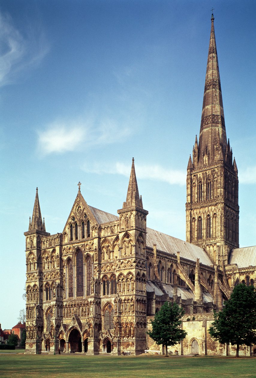 Udsigt over Salisbury Cathedral fra det sydvestlige, 1220-58 af Unbekannt Unbekannt