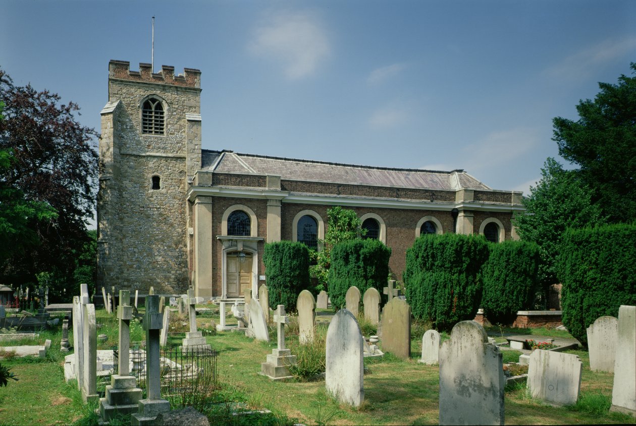 Udsigt over St. Lawrence Whitchurch, Little Stanmore, London af Unbekannt Unbekannt