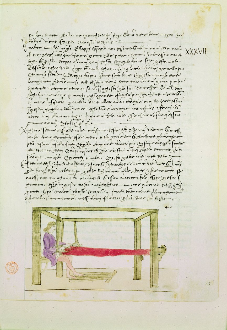 Væve silke fra Precetti dellArte Della Seta (Regler for Silk Guild) af Unbekannt Unbekannt