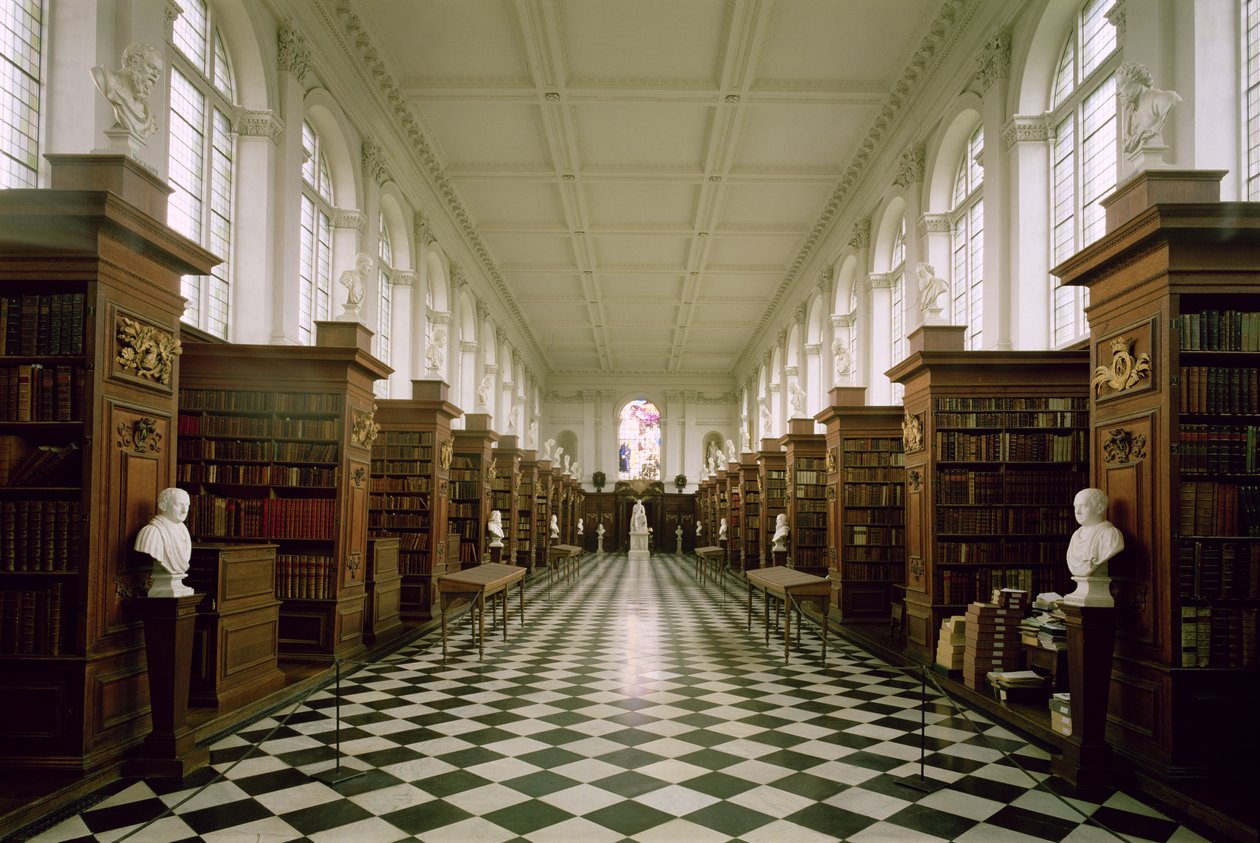 Wren Library, indvendig udsigt, 1676-84, bygget af Sir Christopher Wren, Trinity College, Cambridge, UK (1632-1723) af Unbekannt Unbekannt
