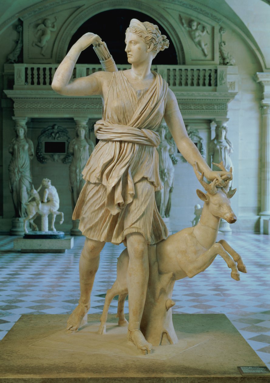 Jægerinden Artemis, kendt som "Diana af Versailles", romersk kopi af en 2. århundrede f.Kr. tilpasning af en original fra det 4. århundrede f.Kr. tilskrevet Leochares af Unbekannt Unbekannt